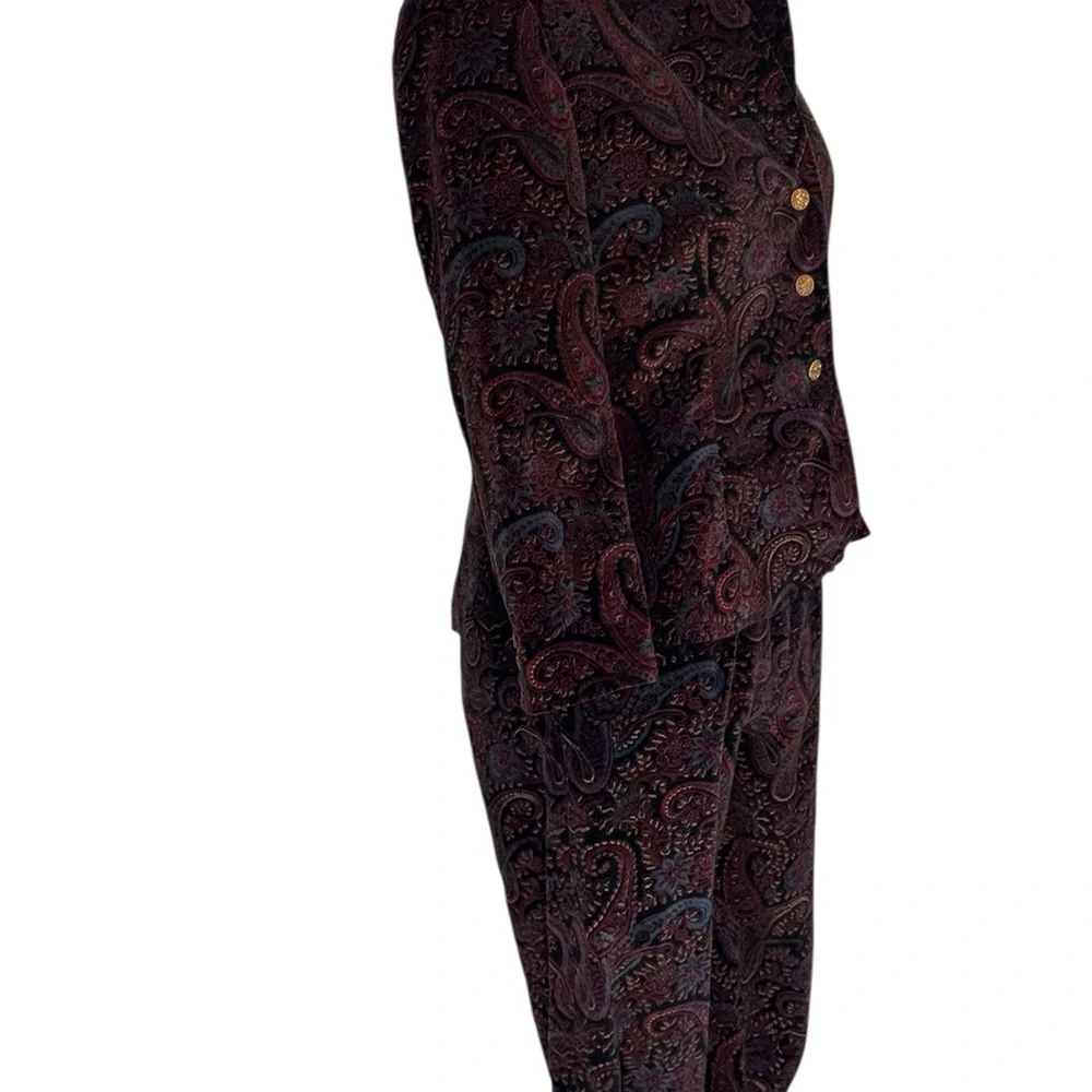 Dark Purple Vintage Paisley Handmade Knickerbocker Two Piece Set Size XS/S - Picture 4 of 7